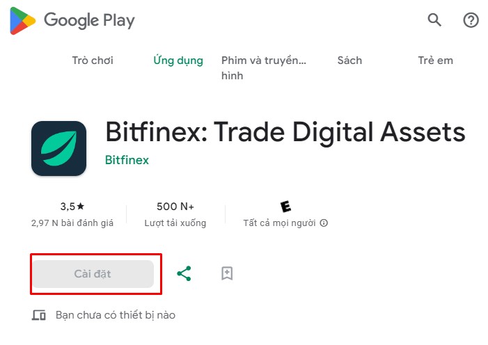 Cách tải app Bitfinex